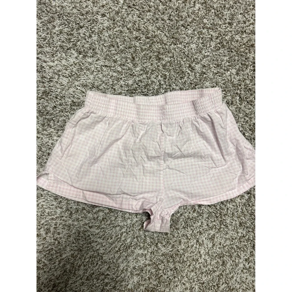 Better Together Pink Gingham Pajama Shorts 100% Cotton Size L
